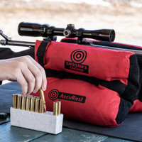 Shooter's Choice Accurest Shooting Bag close up of product in use at the gun range