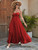 Women's Red Satin Maxi Dress 