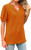 Orange Summer Top, V Neck, Ruffle Sleeve Blouse