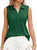 Green Summer Sleeveless, V Neck, Dressy Casual Tank Top Blouse 