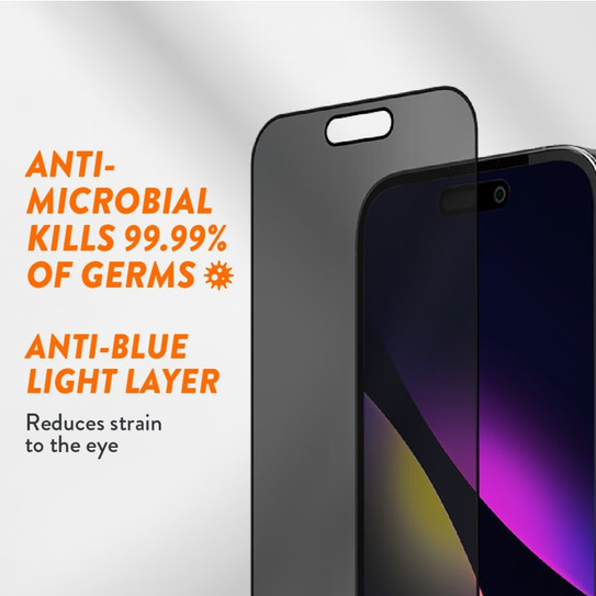 EFM Privacy Glass Screen Armour iPhone 15 - Black Transparent