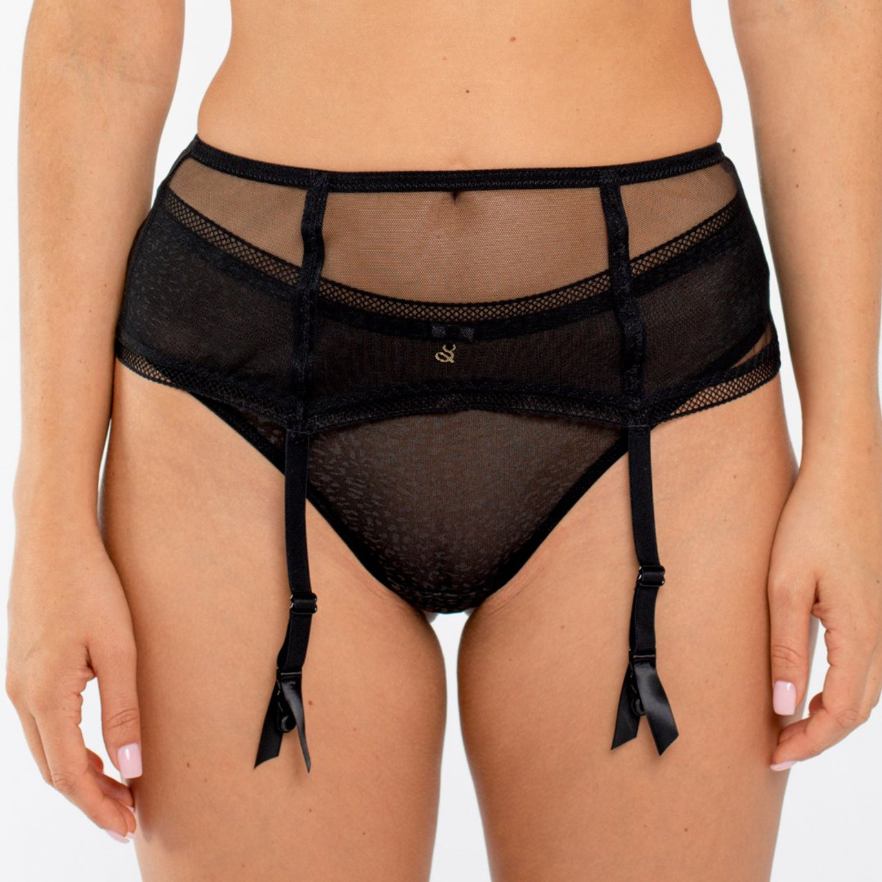 Sheer mesh garter belt