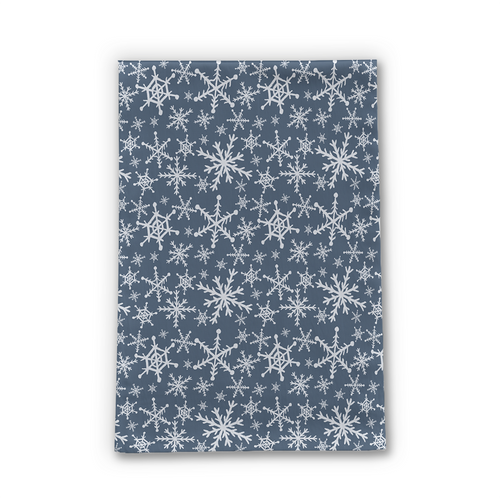 Cotton Twill Blue Snowflakes Tea Towel