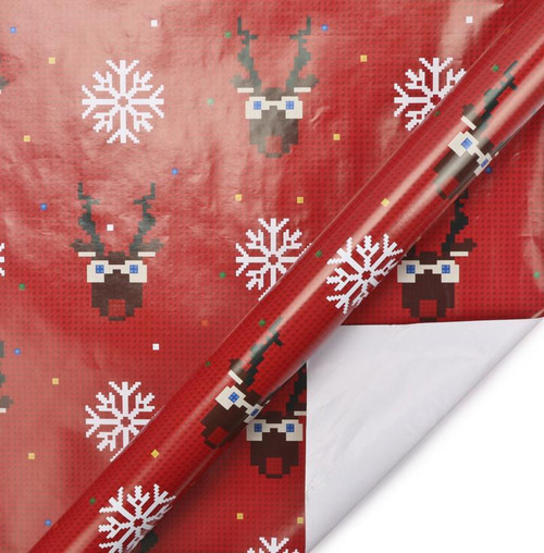 Christmas Retro Pixel "Reindeer/Snowflake" Wrapping Paper Sheets