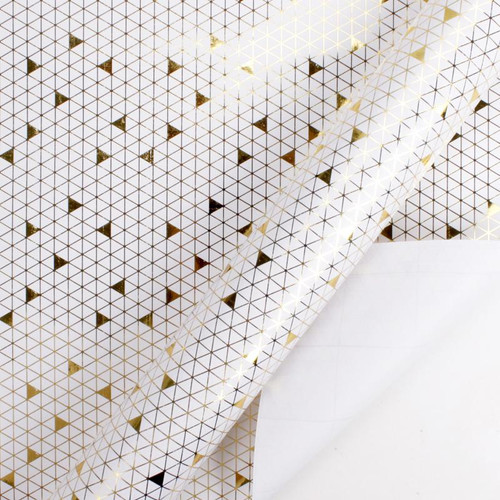 Foil Triangles Wrapping Paper Roll (30" X 10'/Roll) - White/Gold