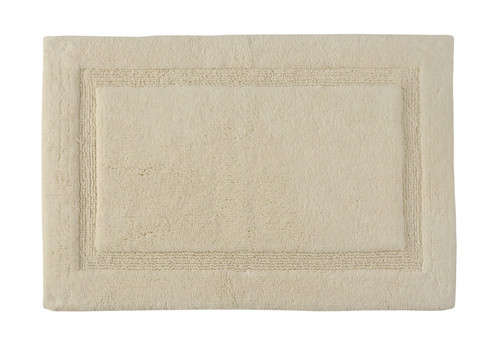 Luxurious Bath Rug Cotton, 34x21 In, Anti-Skid, Ivory, Textured Border, Washable, Regency