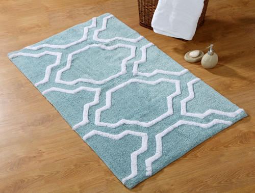 Saffron Fabs Bath Rug, Cotton, Non-Skid, Geometric, Machine