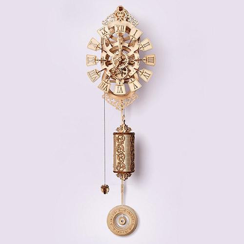 Natural Solid Wooden 3D Pendulum Clock