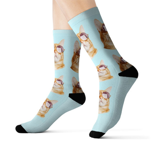 Colorful Soft And Comfortable Cat with Sunglasses Socks