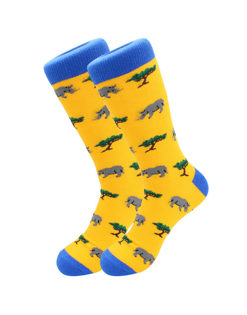 Sick Socks – Rhino- Exotic Animals Casual Dress Socks