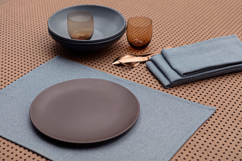 Durable Rustic Style Cotton Placemats / Blue: Set of 4