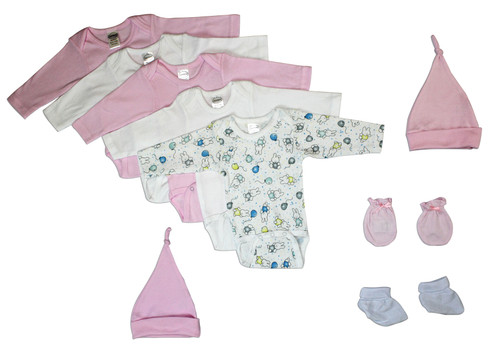 Bambini Newborn Baby Girl 9 Pc Layette Cotton Baby Shower Gift Set