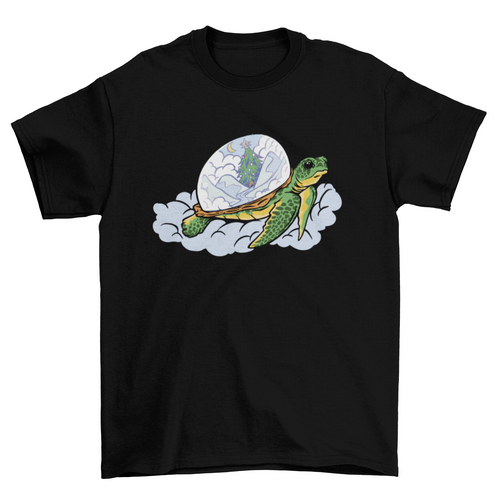Christmas Turtle With A Snow Dome Shell T-shirt