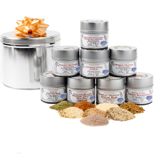 Ultra-Premium Fancy Proteins & Truffled Sides Luxury Gift Pack | 8 Gourmet Seasonings & Salts In A Handsome Gift Tin