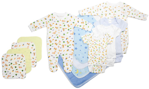 Bambini Newborn Baby Boy 13 Pc Soft Layette Baby Shower Gift Set