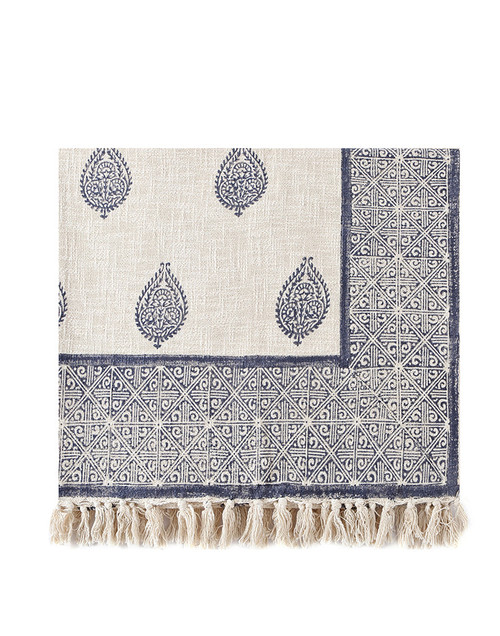 Luxurious Hand Loomed & Block-Printed Couch Throw Blanket - Fort