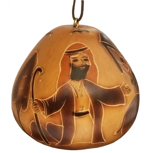 Unique Hand-Carved Noah's Ark Gourd Ornament