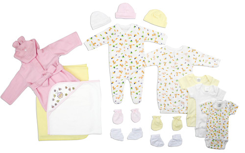 Newborn Baby Girls 15 Pc Comfy Cotton Layette Baby Shower Gift Set
