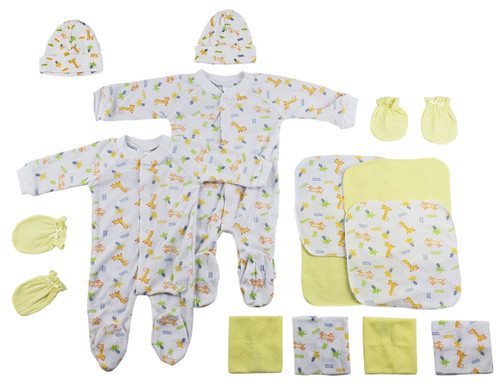 Sleep-n-Plays, Soft Cotton Caps, Mittens and Washcloths - 14 Pc Set