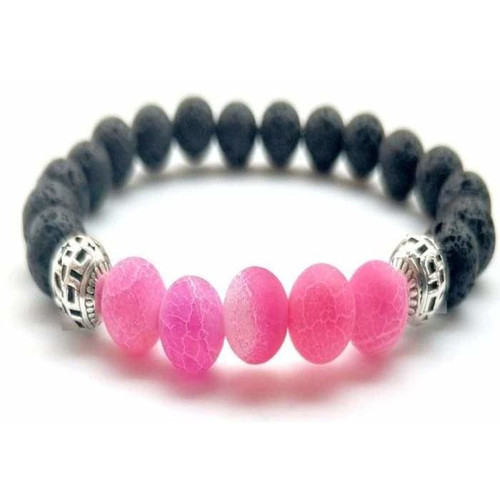 Unique Pink Lava Stone Essential Oil Bracelet