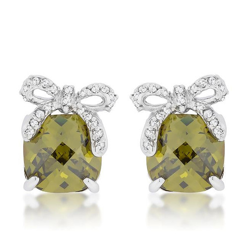 Cute Olivine Drop Earrings with Bow