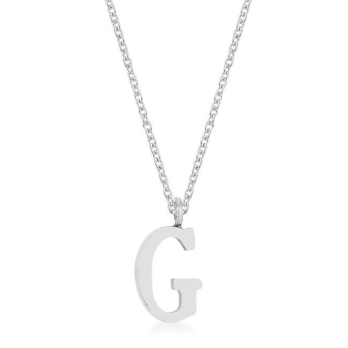 Lovely Elaina Rhodium Stainless Steel G Initial Necklace