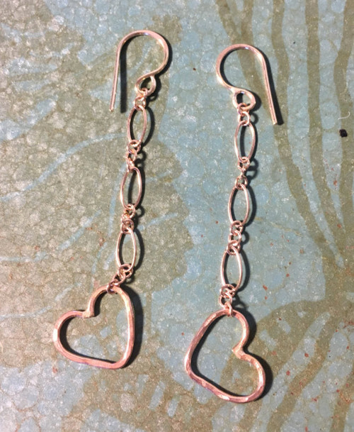 Vintage Heart Charm Dangle Chain Earrings