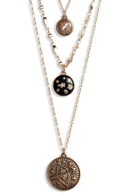 Astrological Charm Triple Layered Necklace - Sagittarius