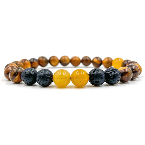 Central - Orange, Lava Rock & Golden Sandalwood Beads Bracelet