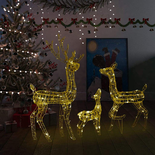 Acrylic Reindeer Family Christmas Decoration 300 LED Multi Colors
