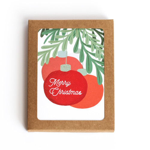 Merry Christmas Cards | Set of 6 Christmas Cards with Kraft Envelopes