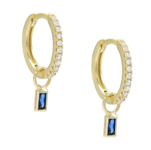 18K Gold Plated Pave Mini Dainty Sapphire Stud Earring