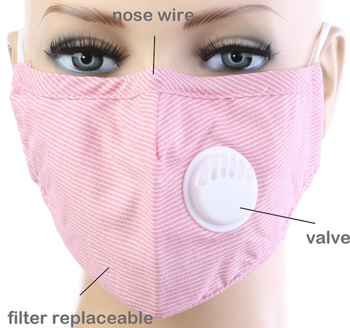 Reusable Comfortable & Stylish Cotton Mask with Valve and Filter PM2.5