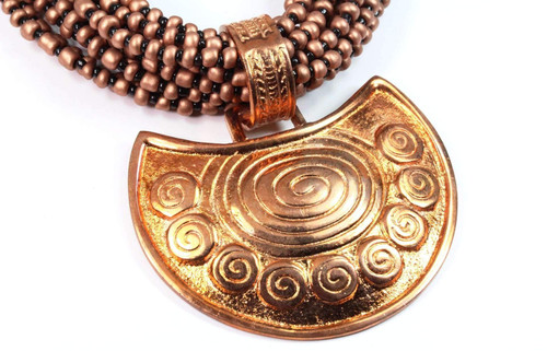 21.5 inches Crescent Moon Spiral Statement Necklace