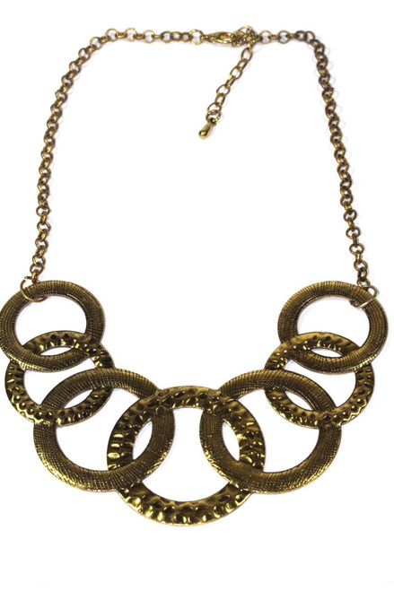 18.5 inches Elegant Hammered Circles Tribal Necklace