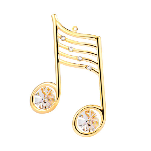 24K Gold plated Music note with Swarovski Crystal