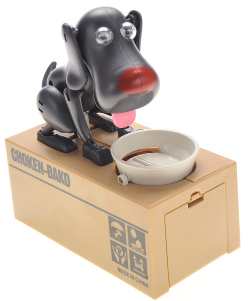 My Dog Piggy Bank - Adorable Robotic Coin Munching Toy Money Saving Box (Black)