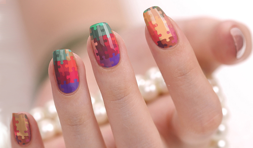 Puzzle Piece Nail Wraps Real Nail Stickers