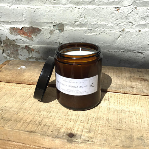 Oud + Bergamot Scented Soy Wax Candle -Soft Grounding Cedarwod