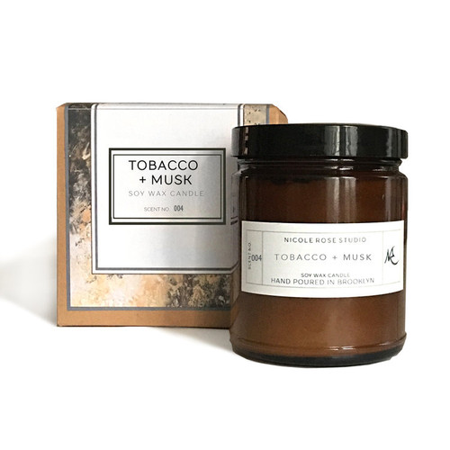 Tobacco + Musk Soy Wax Candle-Soft Gentle Musk