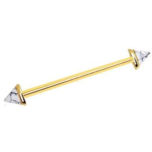 Rich Yellow Gold Howlite Triangle Industrial Barbell