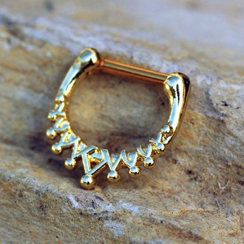 Gold Plated Royal Crown Septum Clicker/Ring
