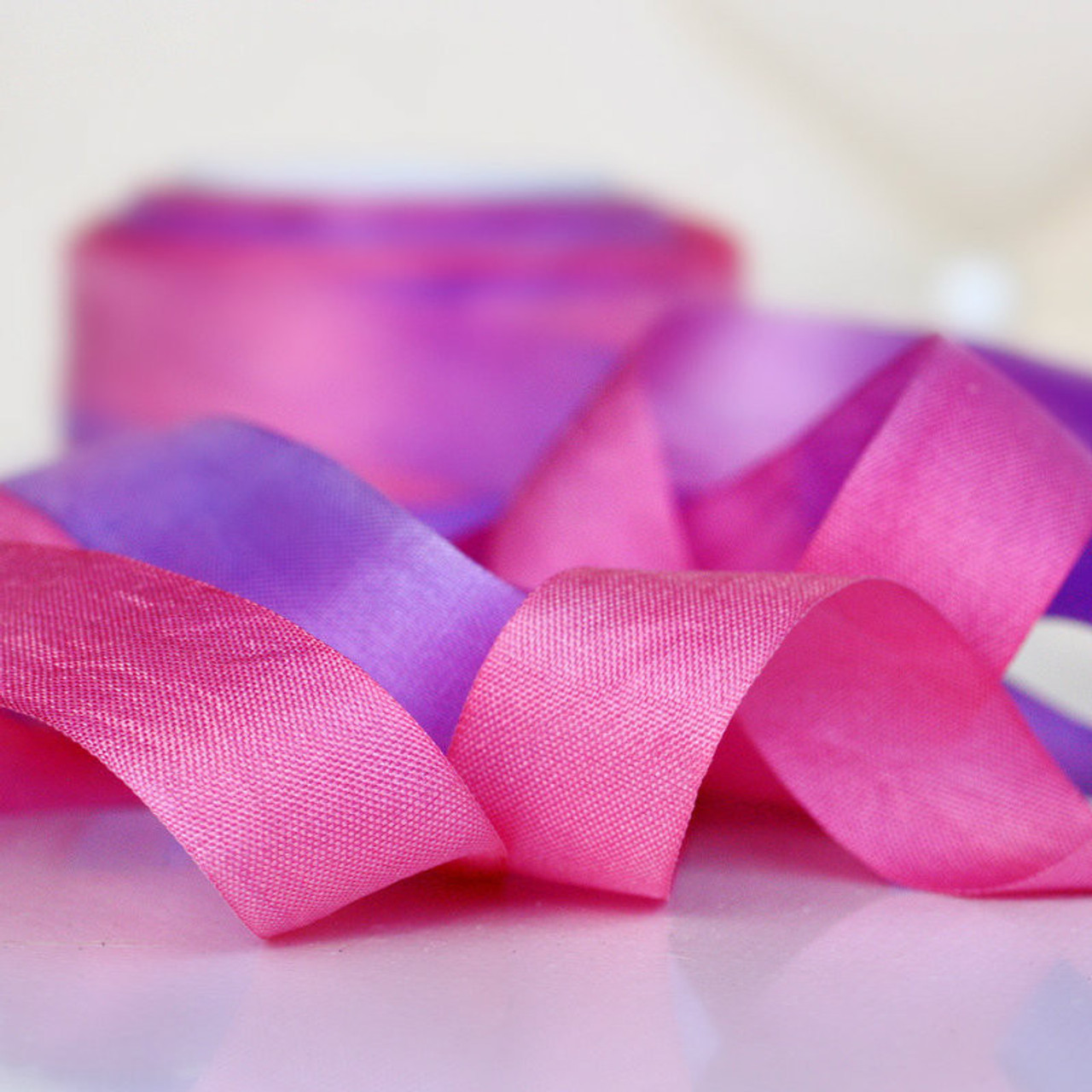 Hand Dyed Silk Satin Ribbon – Rose Mille