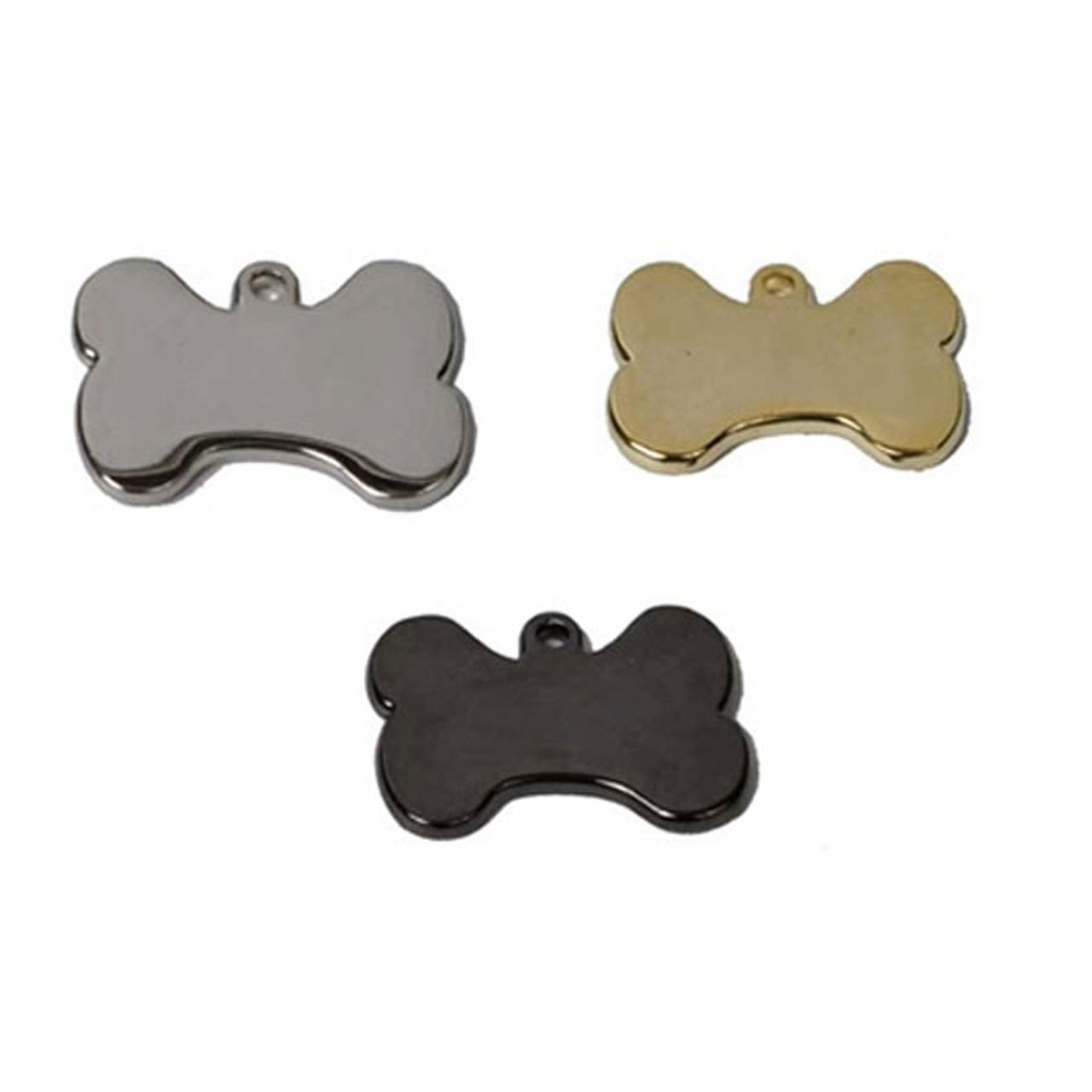 Quick-Tag Large Gold Bone Personalized Engraved Pet ID Tag