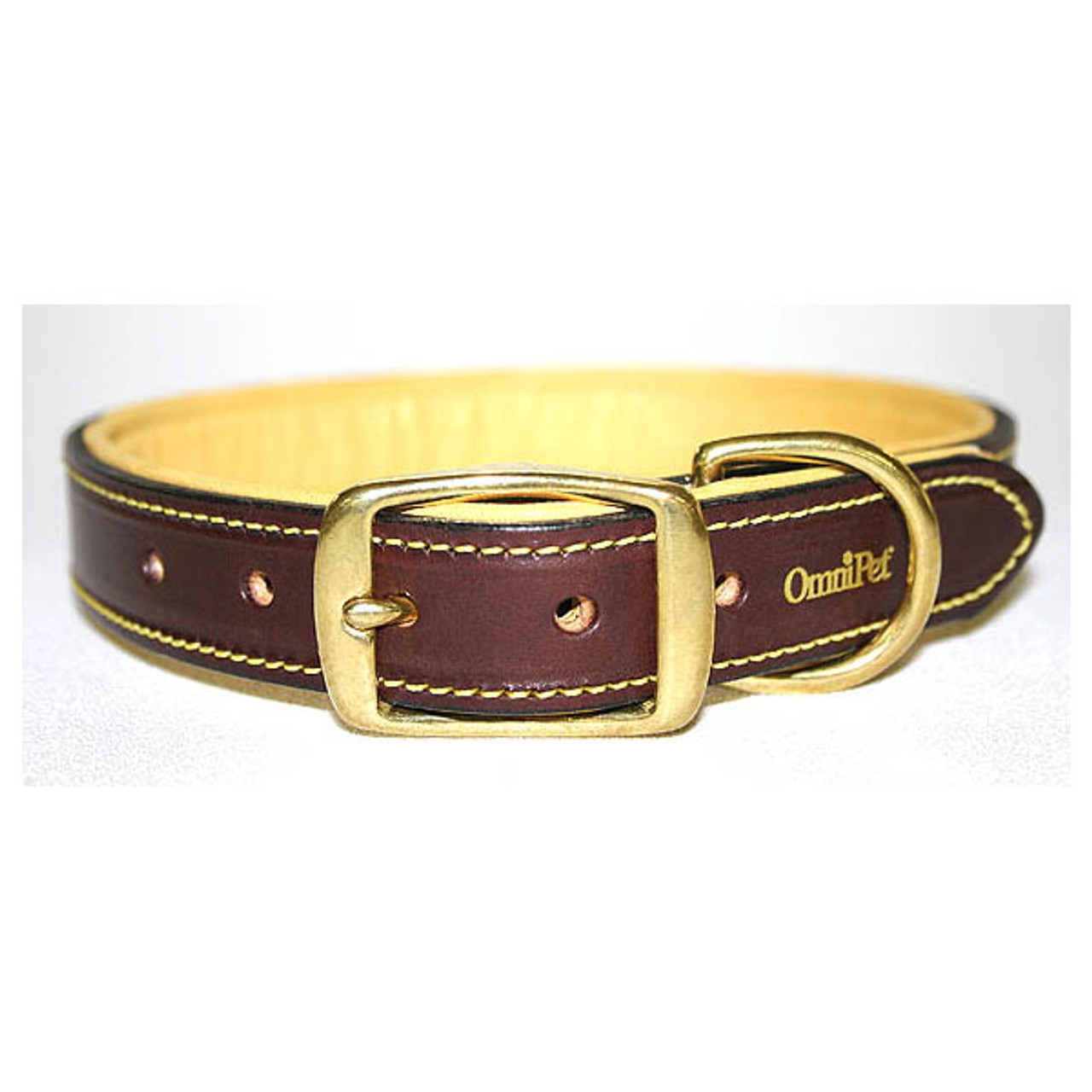 yellow leather dog collar