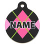 Pink Argyle HD Pet ID Tag