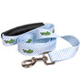 Southern Dawg Seersucker Blue with Alligators Premium Dog Leash