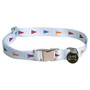 Southern Dawg Seersucker Blue with Multi Flags Premium Metal Clasp Dog Collar