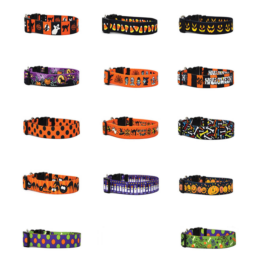 Pink Halloween Dog Collars With Personalized Name Ghosts 