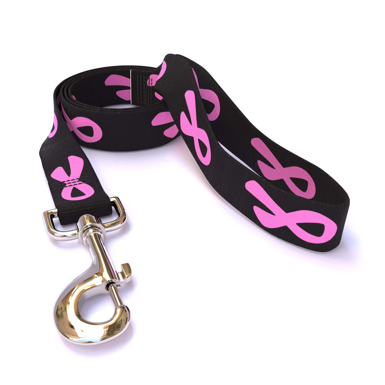 Pink Ribbon Black Dog Leash Large